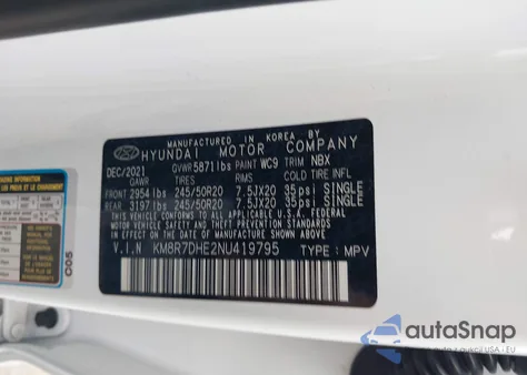 2022 Hyundai Palisade Calligraphy from USA, damaged, VIN KM8R7DHE2NU419795